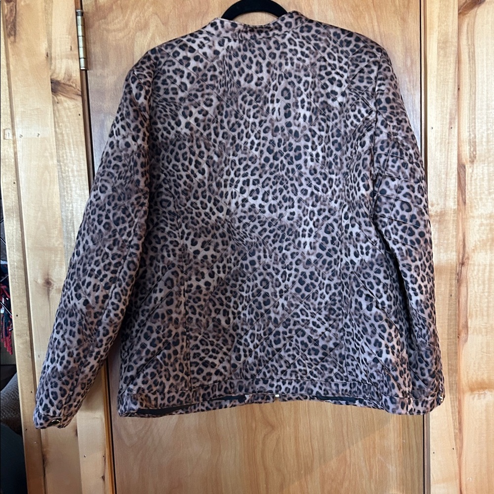 Charter Club Brown Leopard Print Teddy Jacket - Picture 4 of 5